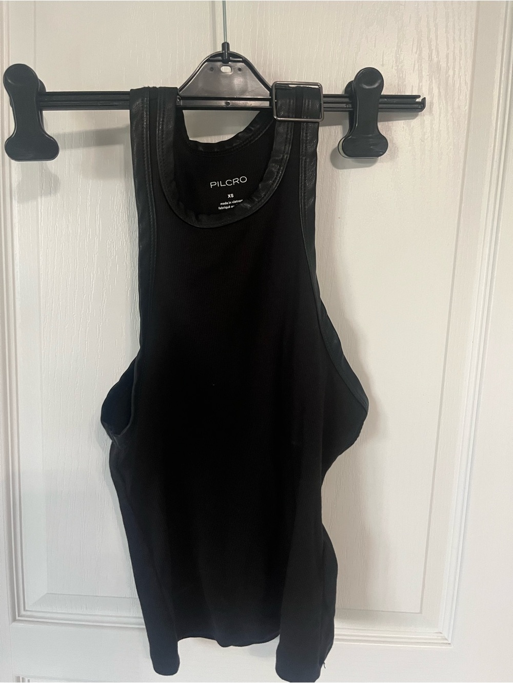Pilcro Black Ribbed Racerback Tank
